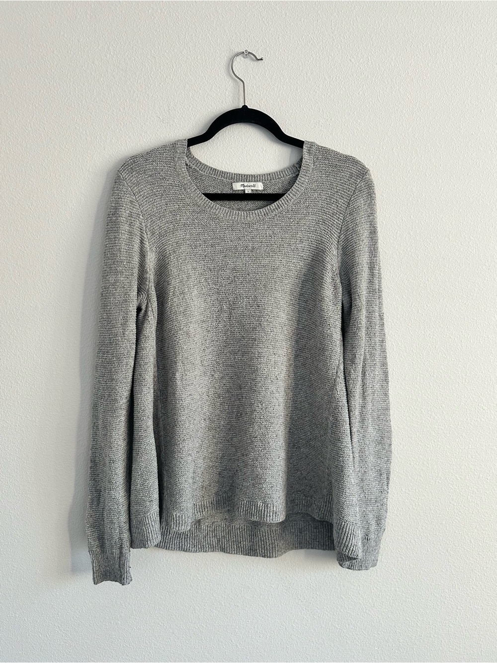 Madewell Heather Gray Riverside Cotton Long Sleeve Pullover Sweater Size L